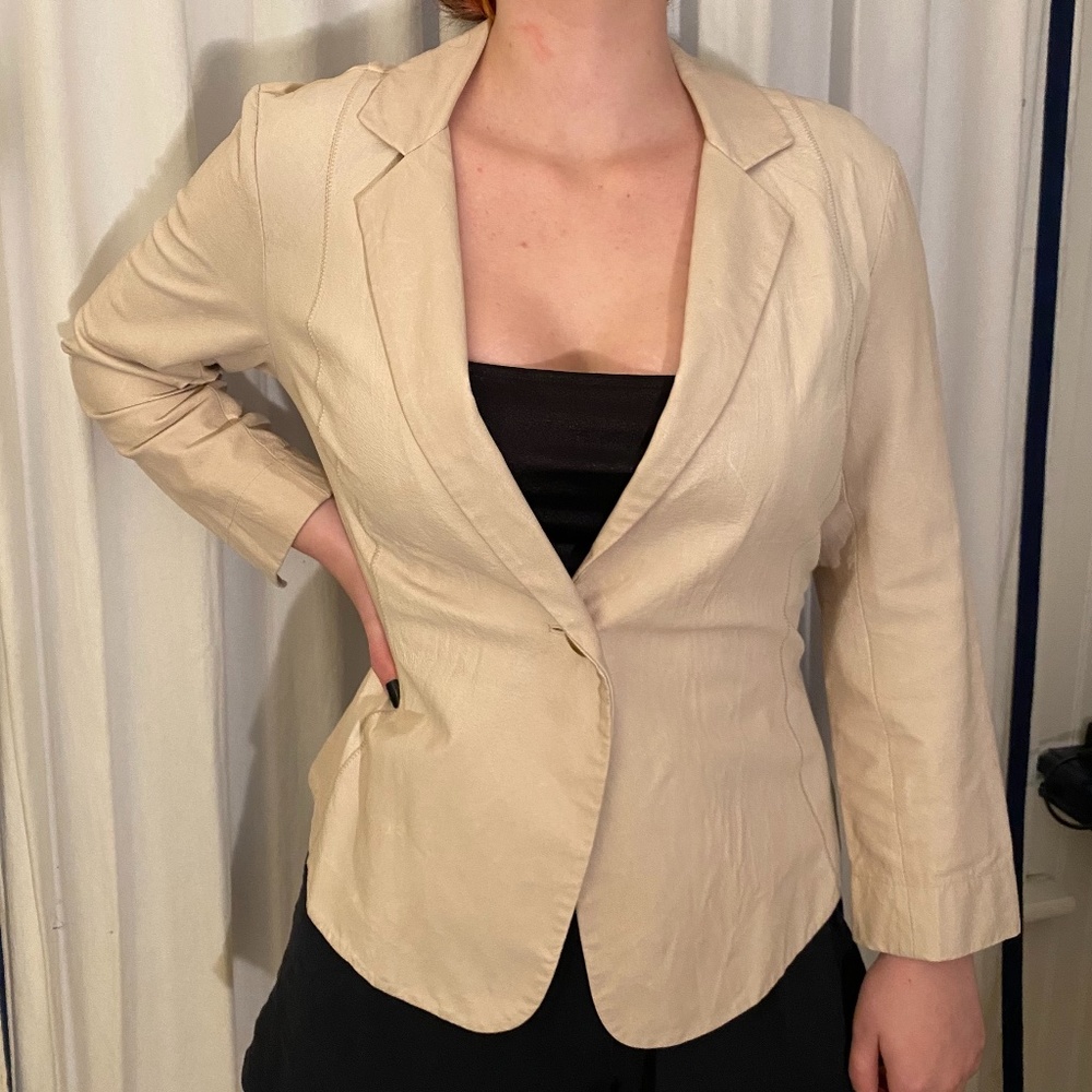 Tan Leather Blazer